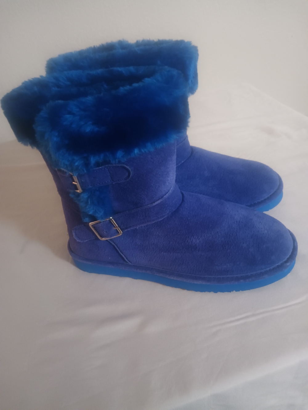 Purple Lamo, Electric Blue Faux-Fur Winter Boots for Women